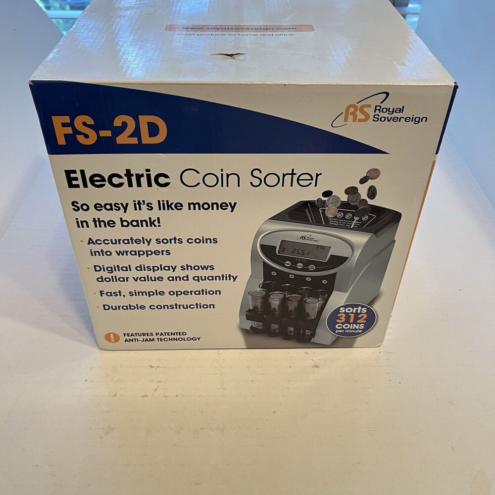 Royal Sovereign FS-2D Digital Coin Counter 2 Row Large Coin Capacity